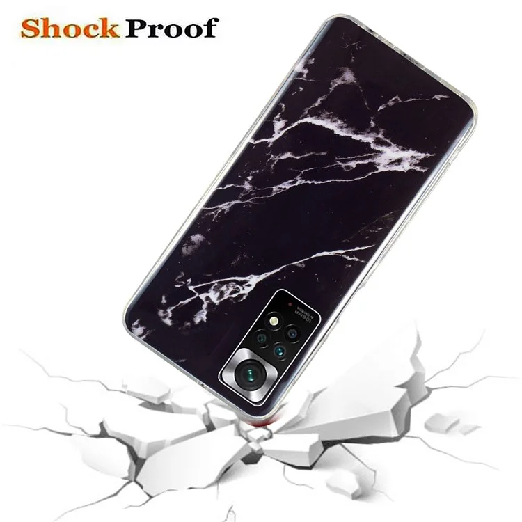 Para Xiaomi Redmi Note 11 4G (Qualcomm)/Note 11S 4G IMD Marble Pattern Mobile Phone Cover Flexible TPU Drop-proof Case - Negro