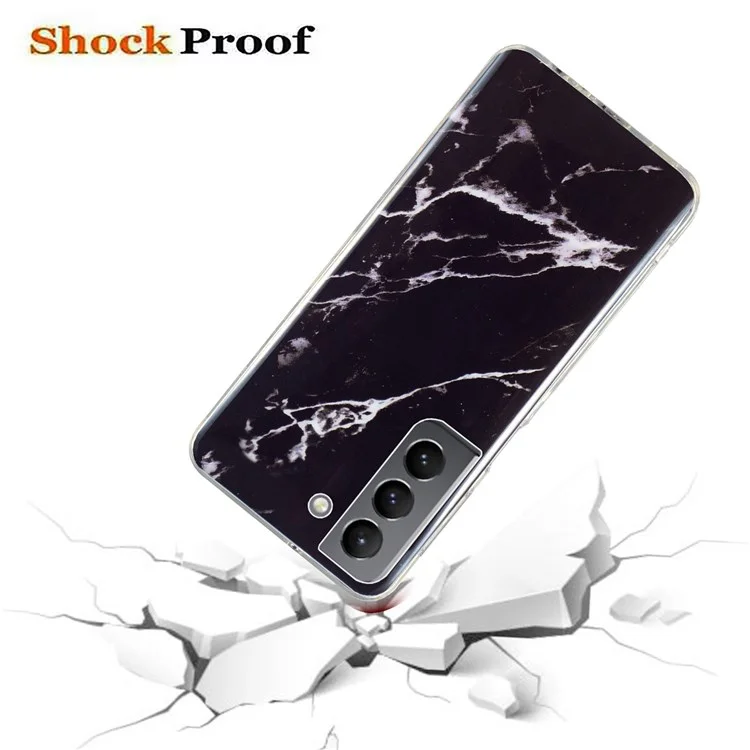 Pour Samsung Galaxy S22 + 5G Modèle de Marbre TPU Téléphone Back Cover IMD Process Protective Case - le Noir