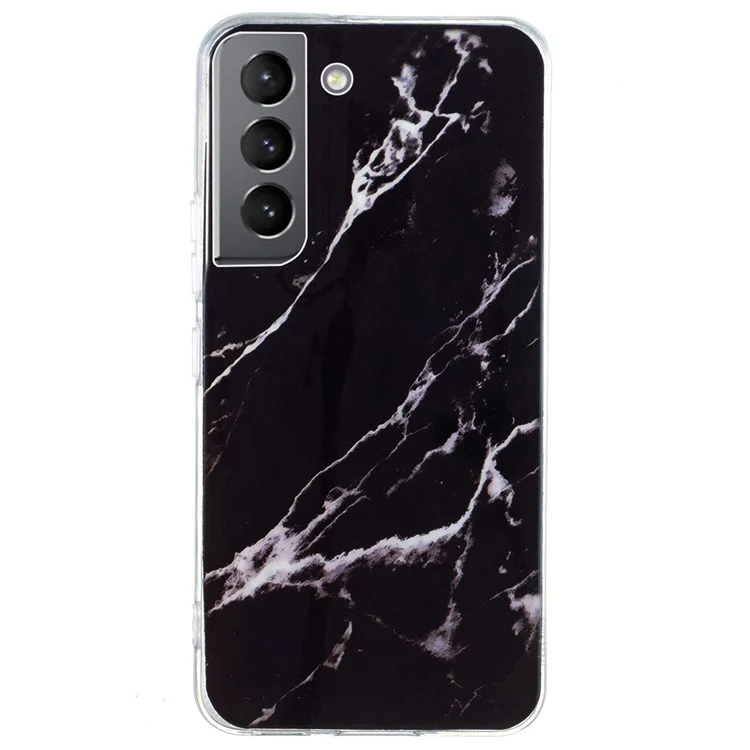 For Samsung Galaxy S22 5G Soft TPU IMD Marble Pattern Phone Cover Anti-scratch Anti-drop Back Case - Black