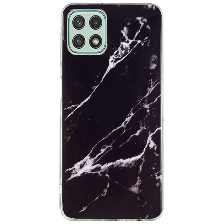 Für Samsung Galaxy A22 5G (EU-Version) Soft TPU Phone Back Cover IMD Marble Pattern Protective Case - Schwarz