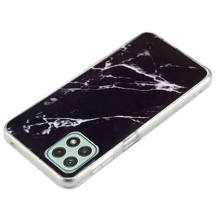 Für Samsung Galaxy A22 5G (EU-Version) Soft TPU Phone Back Cover IMD Marble Pattern Protective Case - Schwarz