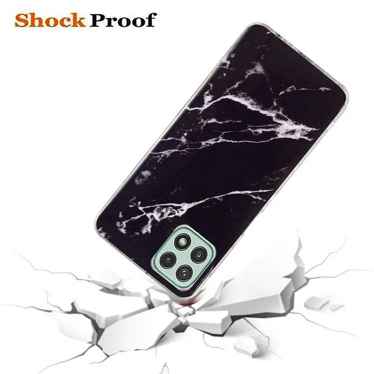 Für Samsung Galaxy A22 5G (EU-Version) Soft TPU Phone Back Cover IMD Marble Pattern Protective Case - Schwarz
