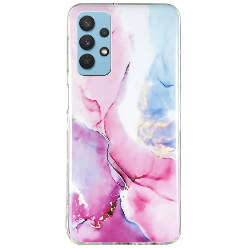 For Samsung Galaxy A32 5G/Galaxy M32 5G IMD Marble Pattern Soft TPU Case Phone Drop-proof Back Cover - Pink/Blue