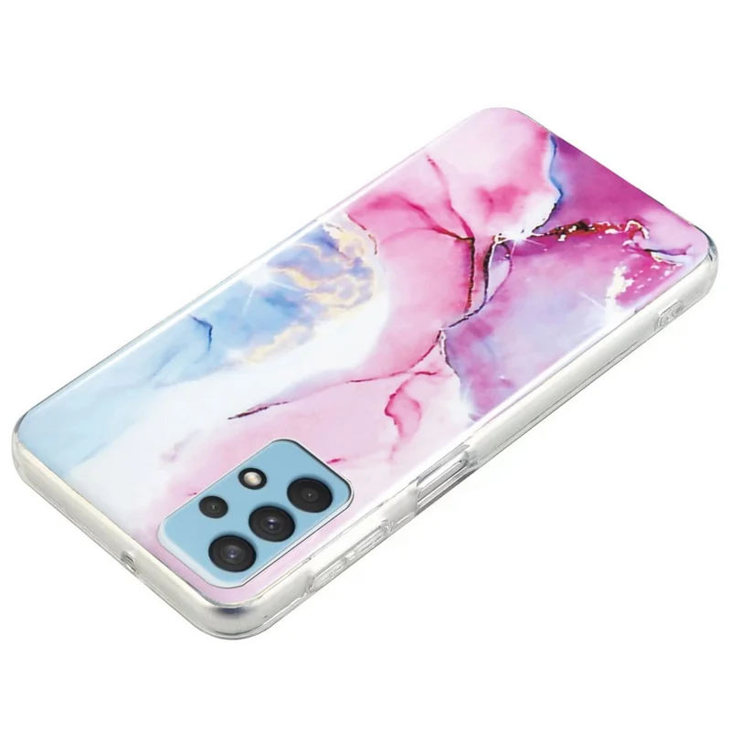 For Samsung Galaxy A32 5G/Galaxy M32 5G IMD Marble Pattern Soft TPU Case Phone Drop-proof Back Cover - Pink/Blue