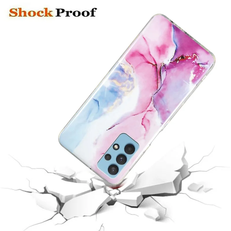 For Samsung Galaxy A32 5G/Galaxy M32 5G IMD Marble Pattern Soft TPU Case Phone Drop-proof Back Cover - Pink/Blue