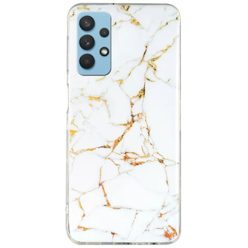 For Samsung Galaxy A32 5G/Galaxy M32 5G IMD Marble Pattern Soft TPU Case Phone Drop-proof Back Cover - White