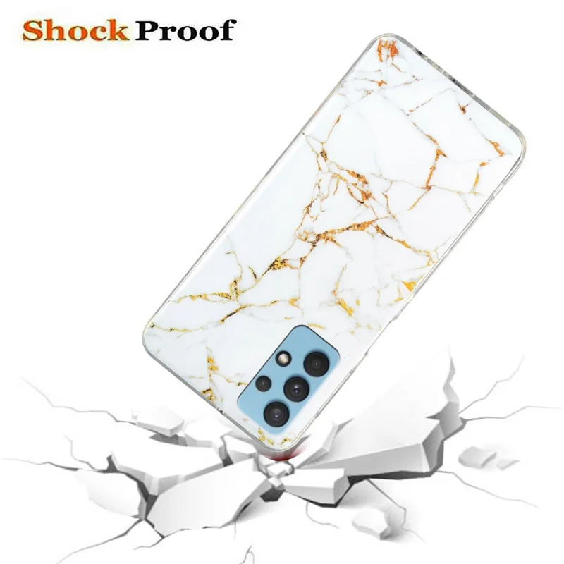 For Samsung Galaxy A32 5G/Galaxy M32 5G IMD Marble Pattern Soft TPU Case Phone Drop-proof Back Cover - White