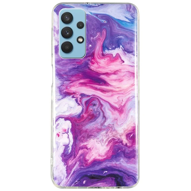 Para Samsung Galaxy A32 5G/Galaxy M32 5G IMD Marble Pattern Soft TPU Case Phone Drop-proof Back Cover - Vermelho