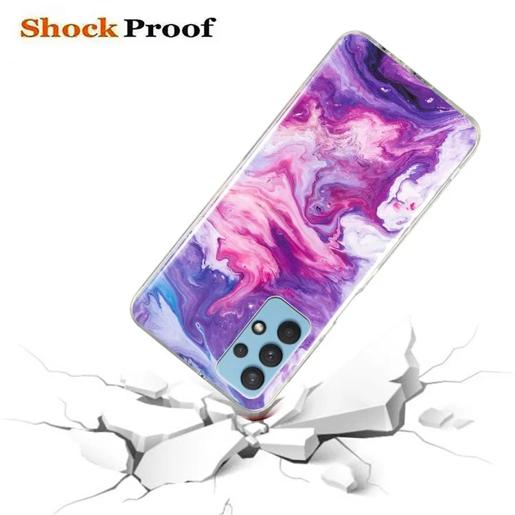 Para Samsung Galaxy A32 5G/Galaxy M32 5G IMD Marble Pattern Soft TPU Case Phone Drop-proof Back Cover - Vermelho