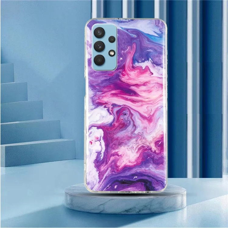 Para Samsung Galaxy A32 5G/Galaxy M32 5G IMD Marble Pattern Soft TPU Case Phone Drop-proof Back Cover - Vermelho