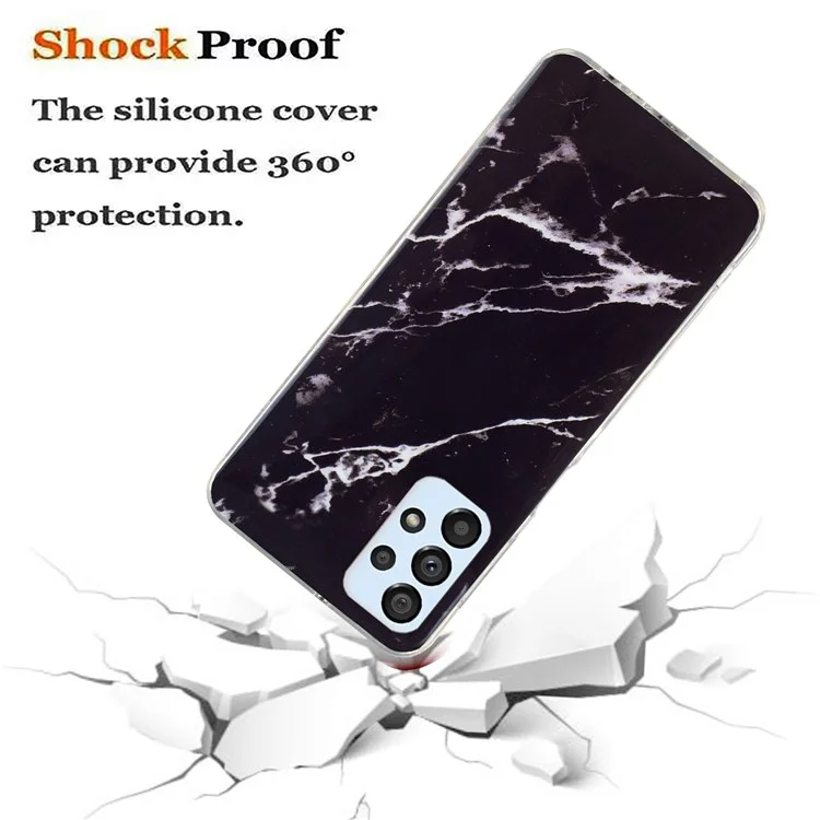 For Samsung Galaxy A52 4G/A52 5G/A52s 5G IMD TPU Phone Back Cover Drop-proof Marble Pattern Case - Black