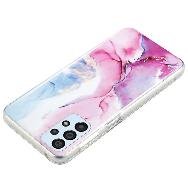 Para Samsung Galaxy A52 4G/A52 5G/A52s 5G IMD TPU Funda Trasera del Teléfono Antidesgarros con Patrón de Mármol - Rosa/Azul