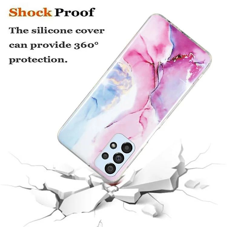Para Samsung Galaxy A52 4G/A52 5G/A52s 5G IMD TPU Funda Trasera del Teléfono Antidesgarros con Patrón de Mármol - Rosa/Azul