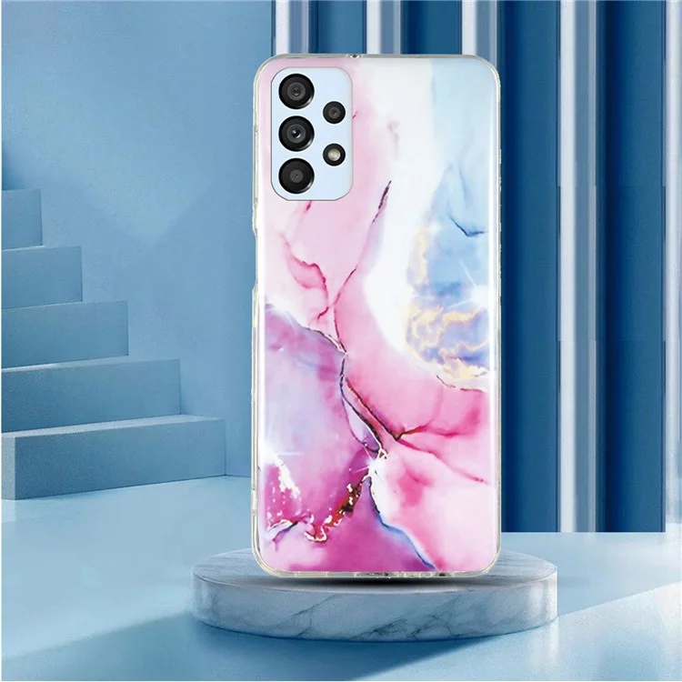 Para Samsung Galaxy A52 4G/A52 5G/A52s 5G IMD TPU Funda Trasera del Teléfono Antidesgarros con Patrón de Mármol - Rosa/Azul