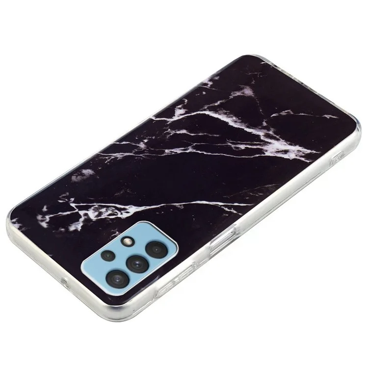 Для Samsung Galaxy A32 4G (версия Eu) IMD Marble Pattern Soft TPU Крышка Drop-proble Slim Phone Case - Черный