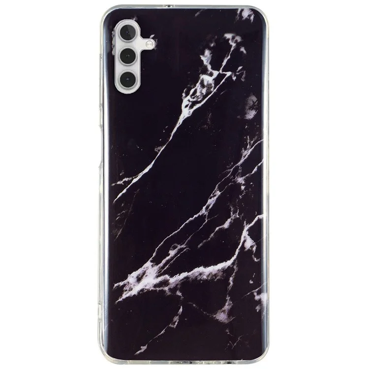 Custodia Soft TPU per Samsung Galaxy A13 5G / A04s 4G IMD Marble Pattern Phone Cover - Nero