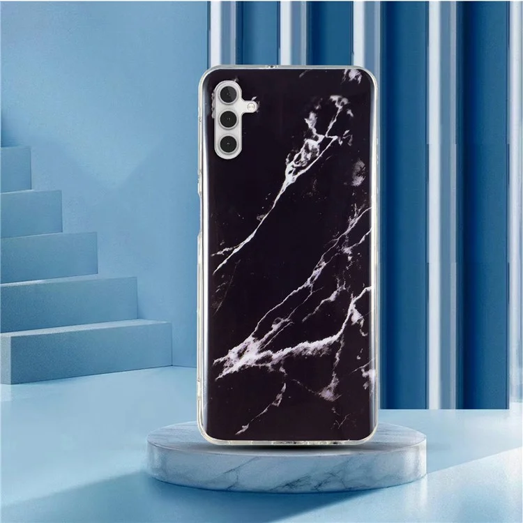 Custodia Soft TPU per Samsung Galaxy A13 5G / A04s 4G IMD Marble Pattern Phone Cover - Nero