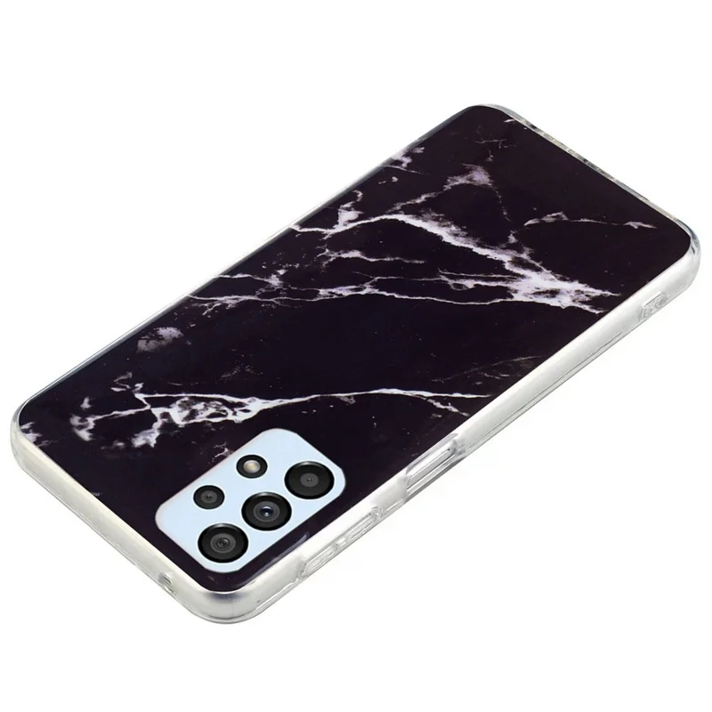 Anti-scratch Flexible TPU Case for Samsung Galaxy A33 5G, IMD Marble Pattern Unfading Phone Cover - Black
