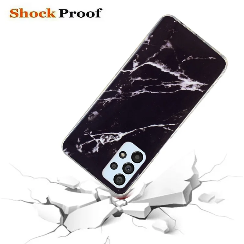 Anti-scratch Flexible TPU Case for Samsung Galaxy A33 5G, IMD Marble Pattern Unfading Phone Cover - Black