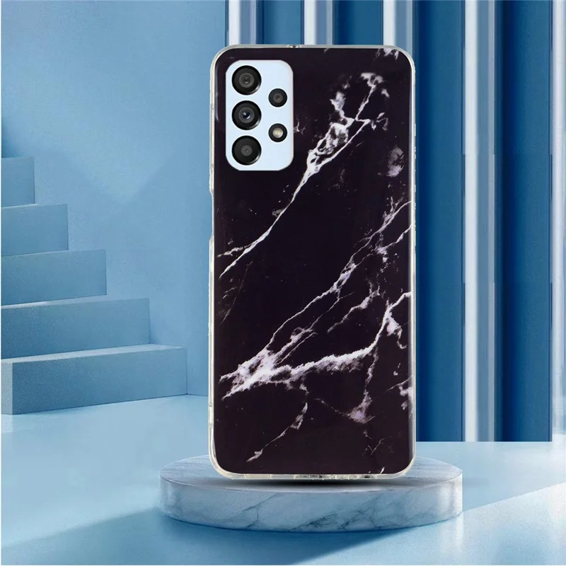 Anti-scratch Flexible TPU Case for Samsung Galaxy A33 5G, IMD Marble Pattern Unfading Phone Cover - Black