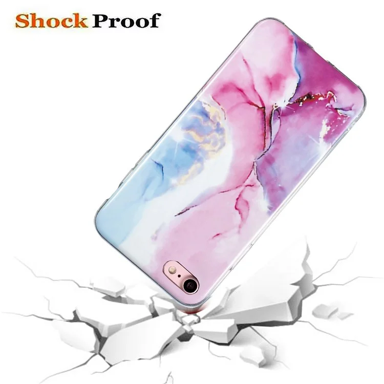 Для iPhone SE (2022)/(2020)/8/7 4,7 дюйма Стильный чехол-накладка для телефона с мраморным узором, противоударный мягкий чехол из TPU - розовый/синий