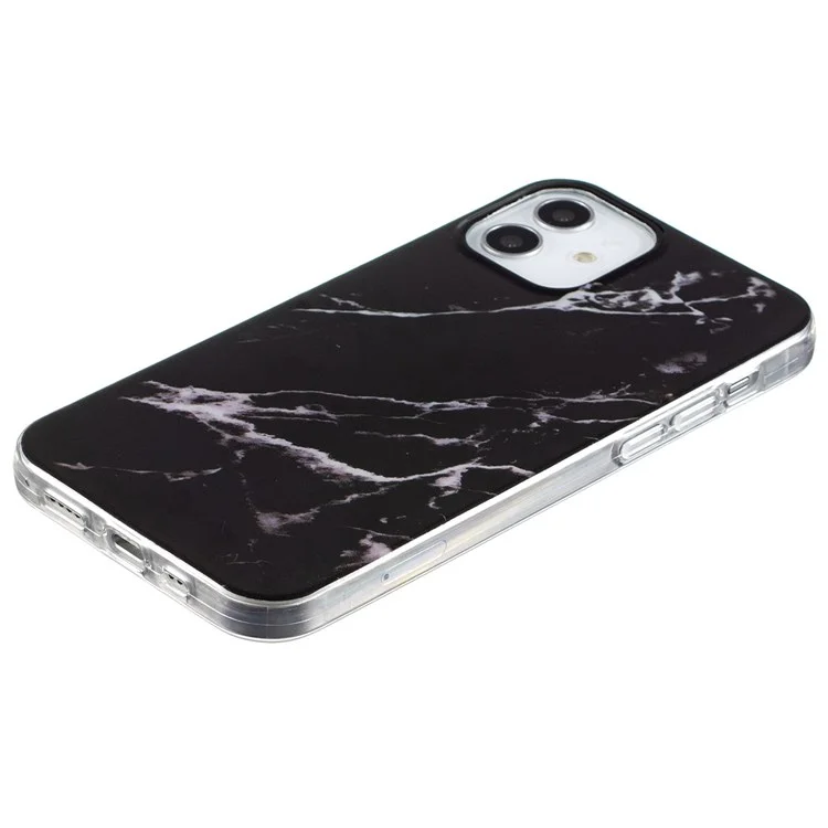 Para iPhone 12 6.1 polegadas/12 Pro 6.1 polegadas IMD Marble Pattern Soft TPU Protective Case Mobile Phone Anti-scratch Back Cover - Preto