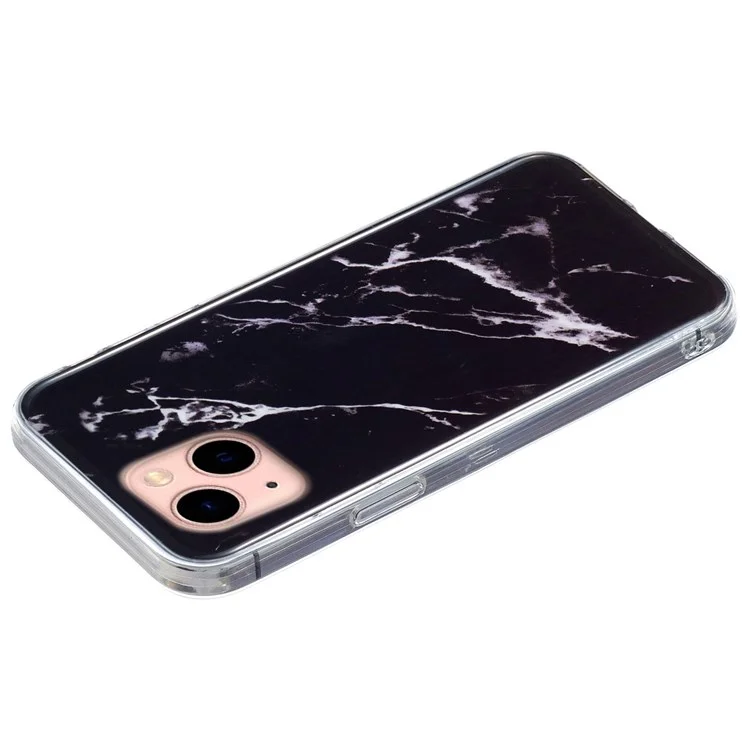 Pour iPhone 13 mini 5,4 pouces Étui de téléphone en TPU souple à motif marbré anti-chute - Noir