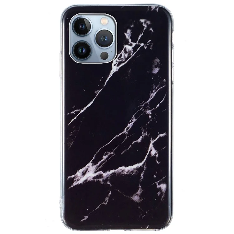Case de Téléphone Protectrice Pour Iphone 13 Pro Max 6,7 Pouces, Motif en Marbre IMD Couverture Arrière TPU Flexible TPU - le Noir