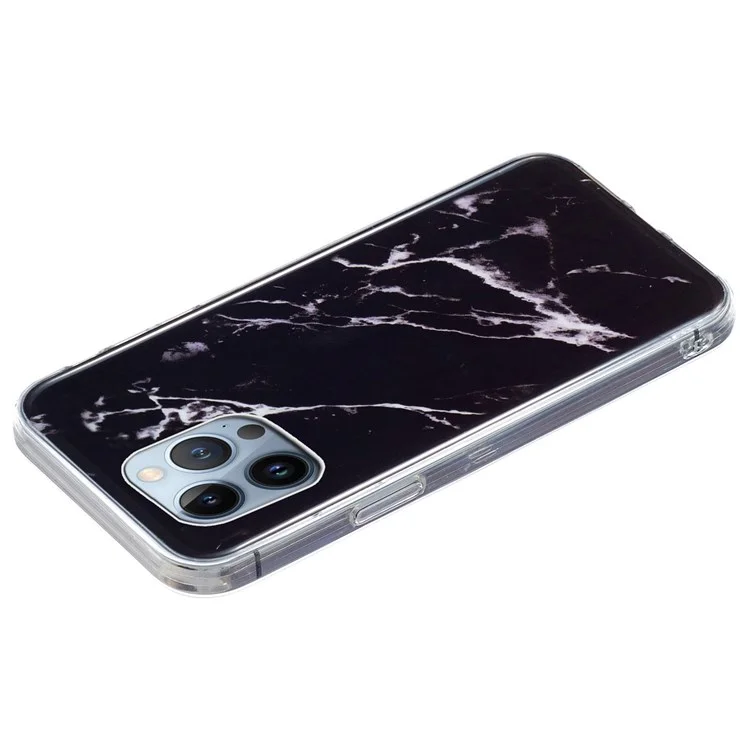Case de Téléphone Protectrice Pour Iphone 13 Pro Max 6,7 Pouces, Motif en Marbre IMD Couverture Arrière TPU Flexible TPU - le Noir