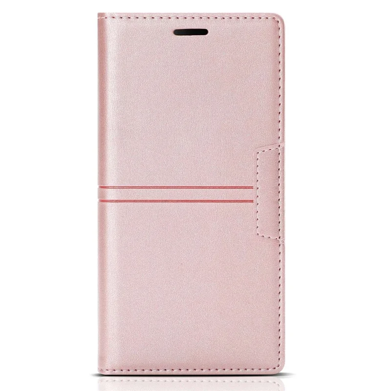 For iPhone 14 6.1 inch PU Leather Wear-resistant Anti-fall Wallet Style Case Magnetic Auto-absorbed Phone Shell with Stand - Rose Gold