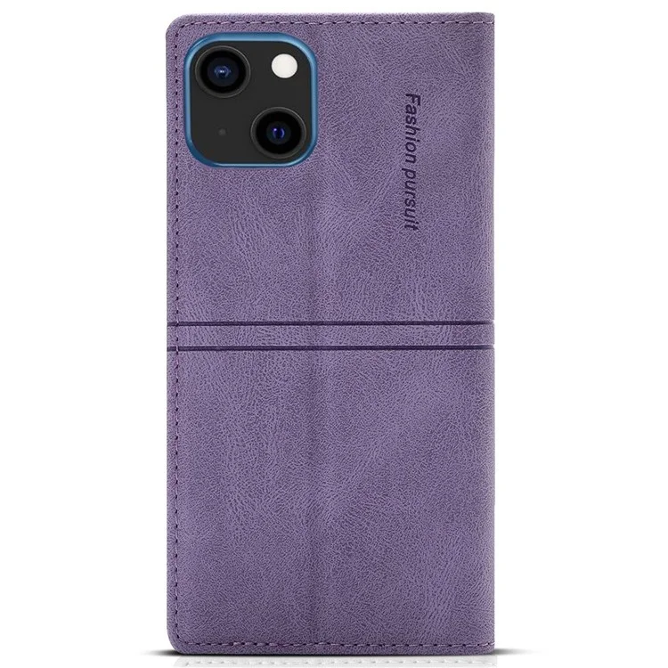 Para Iphone 14 Máximo de 6,7 Polegadas de Couro pu PU + TPU Stand Stand Case Magnetic Auto-absorbed Tone - Roxo