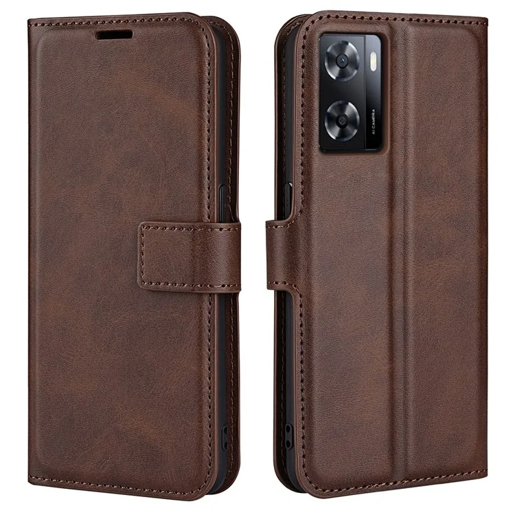 Für Oppo A57 4G Strukturierte PU Leder Square Magnetic Clasp Phone Deckhilfe Brieftasche Hülle Beschützer - Braun
