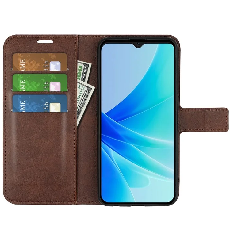 Für Oppo A57 4G Strukturierte PU Leder Square Magnetic Clasp Phone Deckhilfe Brieftasche Hülle Beschützer - Braun