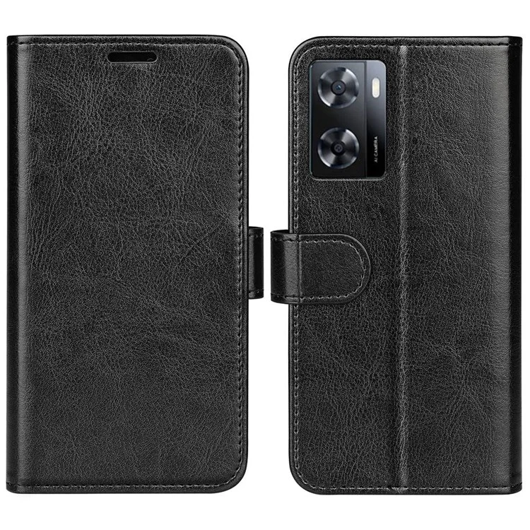 Crazy Horse Texture Leather Case pour Oppo A57 4G / A57s 4G, Portefeuille Viewing Stand Cell Phone Protective Cover - Noir
