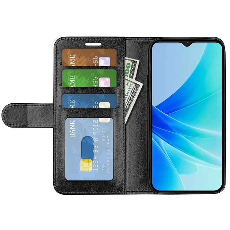 Crazy Horse Texture Leather Case pour Oppo A57 4G / A57s 4G, Portefeuille Viewing Stand Cell Phone Protective Cover - Noir