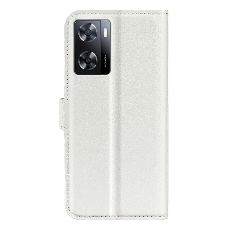 PU Leather Stand Wallet Phone Case for Oppo A57 4G / A57s 4G, Litchi Texture Full Protection Folio Flip Cover - White