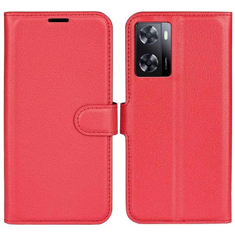 PU Кожаная Подставка Для Кошелька Для Телефона Для Oppo A57 4G, Litchi Texture Full Propething Flio Flip Cover - Красный