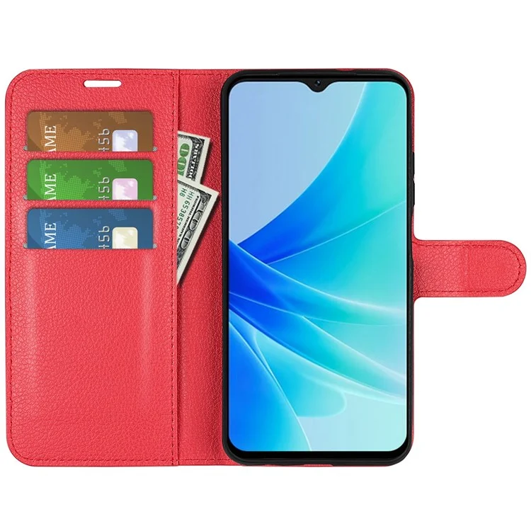 PU Кожаная Подставка Для Кошелька Для Телефона Для Oppo A57 4G, Litchi Texture Full Propething Flio Flip Cover - Красный