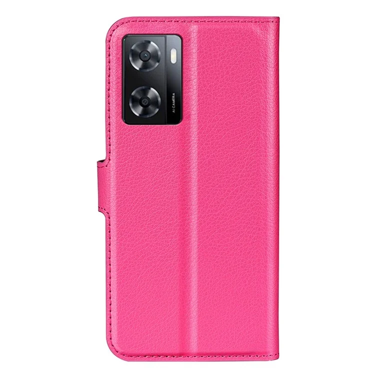 PU Leather Stand Wallet Phone Case for Oppo A57 4G / A57s 4G, Litchi Texture Full Protection Folio Flip Cover - Rose