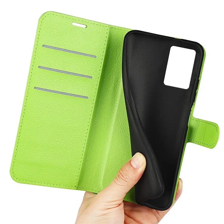 PU Leather Stand Wallet Phone Case for Oppo A57 4G / A57s 4G, Litchi Texture Full Protection Folio Flip Cover - Green