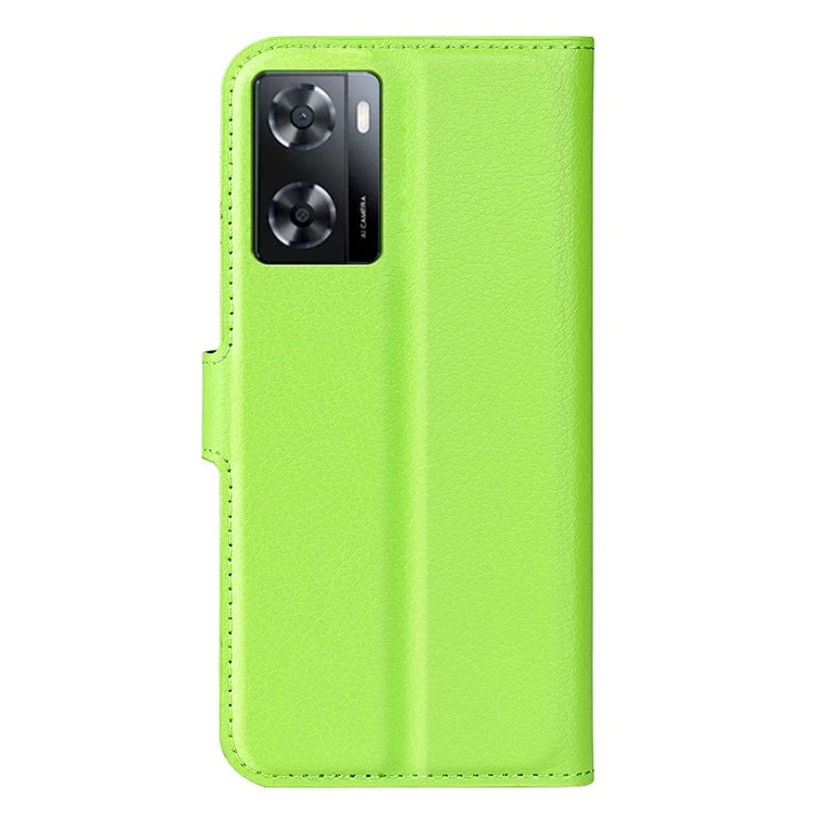 PU Leather Stand Wallet Phone Case for Oppo A57 4G / A57s 4G, Litchi Texture Full Protection Folio Flip Cover - Green
