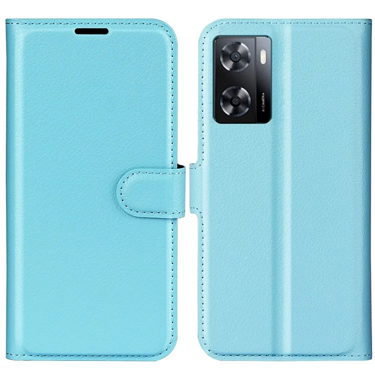 Caixa Telefônica da Carteira de Couro PU Para Oppo A57 4G, Textura Litchi Proteção Completa Folio Flip Tampa - Azul