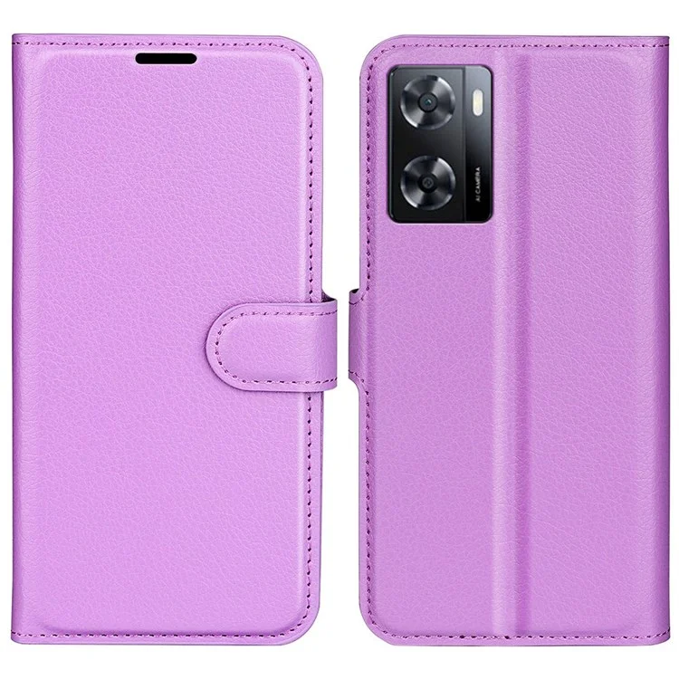 PU Leather Stand Wallet Phone Case for Oppo A57 4G / A57s 4G, Litchi Texture Full Protection Folio Flip Cover - Purple