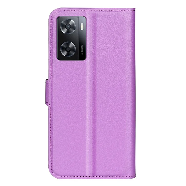 PU Leather Stand Wallet Phone Case for Oppo A57 4G / A57s 4G, Litchi Texture Full Protection Folio Flip Cover - Purple