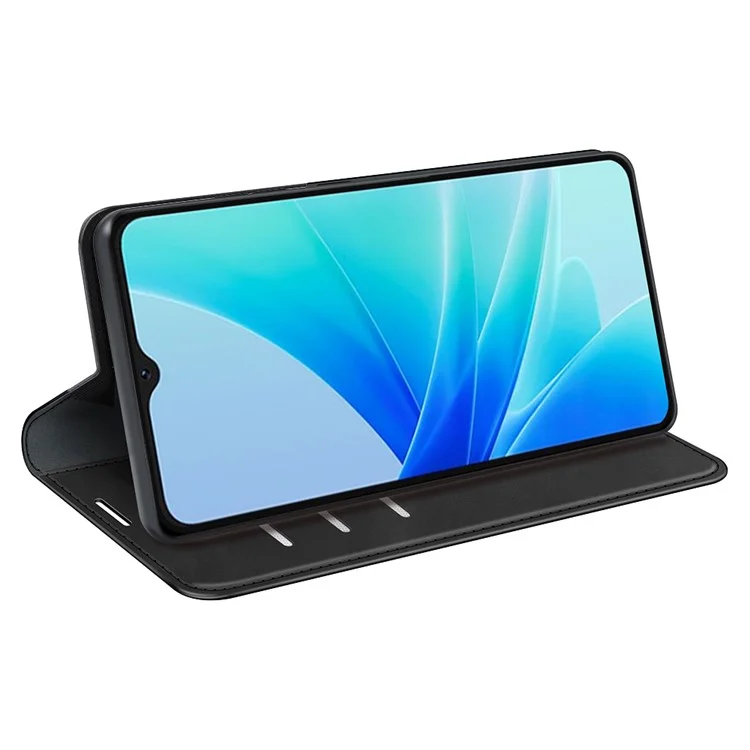 For Oppo A57 4G / A57s 4G Skin-Touch Leather Case Wallet Stand Drop-Proof Protection Phone Cover - Black