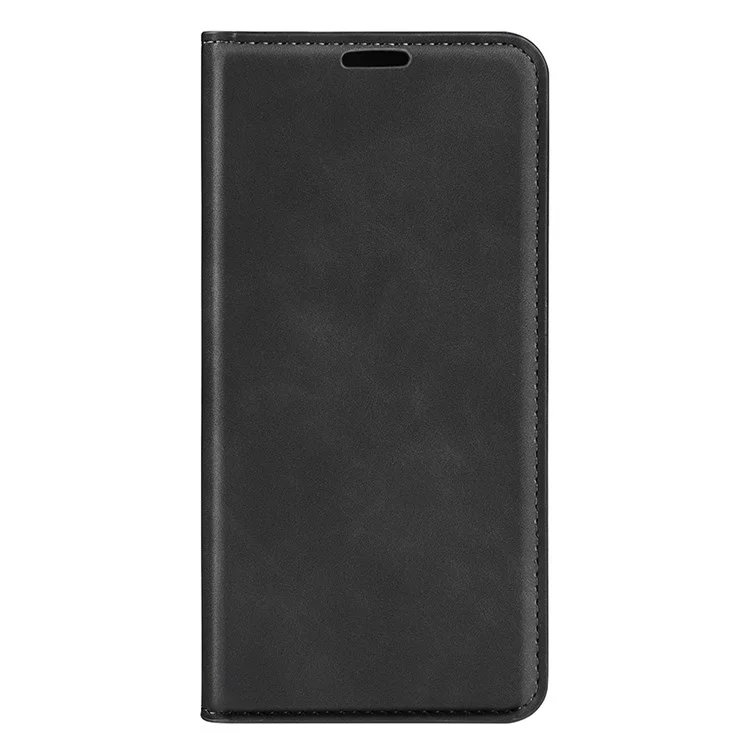 For Oppo A57 4G / A57s 4G Skin-Touch Leather Case Wallet Stand Drop-Proof Protection Phone Cover - Black