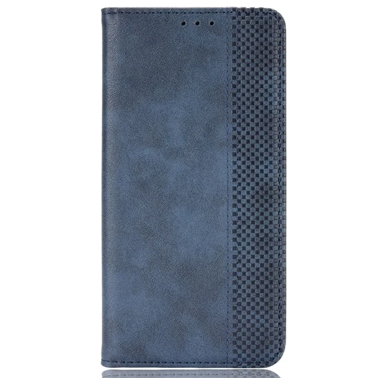 Per Xiaomi 12s Ultra 5G Texture Retro Texture Telefono Telefono di Usura Resistente Anti-fall Stand Magnetic Assorbimento Guscio Del Portafoglio - Blu