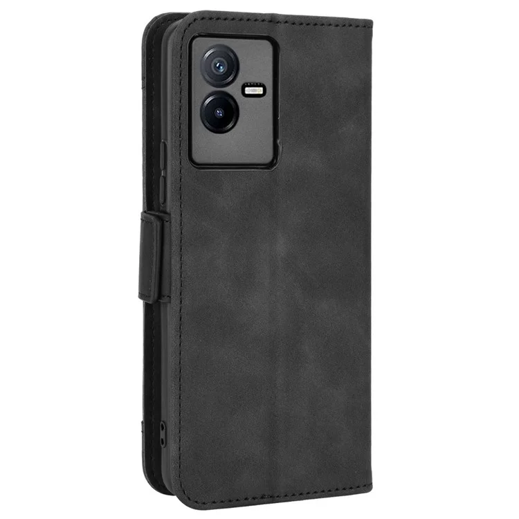 Für Vivo T2x 5G Ständer Verfügt Über Mehrere Kartensteckplätze Case PU Leder Brieftasche Magnetic Clasp Drop-sof Shell - Schwarz