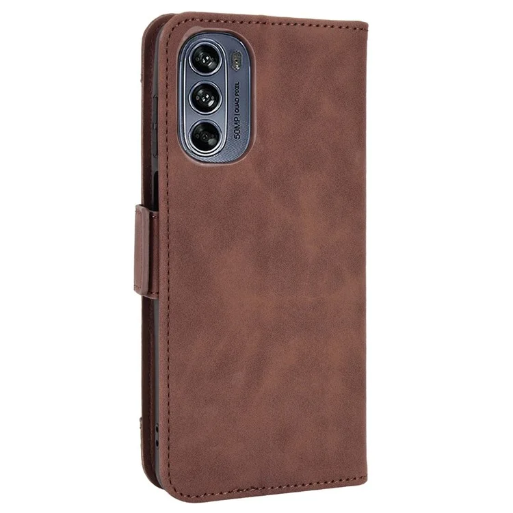 Für Motorola Moto G62 5G Mehrere Kartensteckplätze Brieftasche Hülle PU Leder Kratzfeste Ständer Sicherer Magnetverschluss Schutzabdeckung - Braun