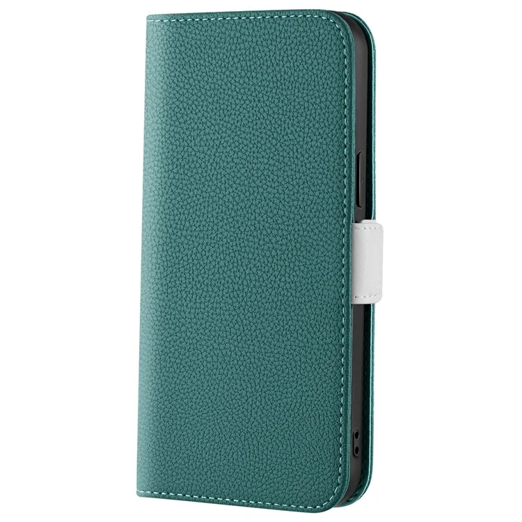 Litchi Texture Wallet Case Para Oppo A96 4G, Candy Color PU PU Vista Stand Flip Folio Capa - Verde